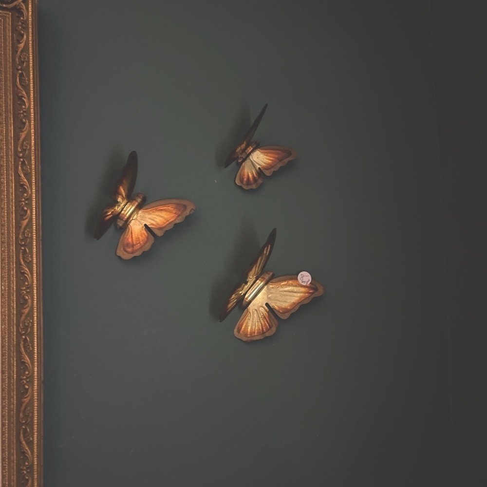 Vintage Mid Century Modern Brass Butterfly Wall Art Set of 3